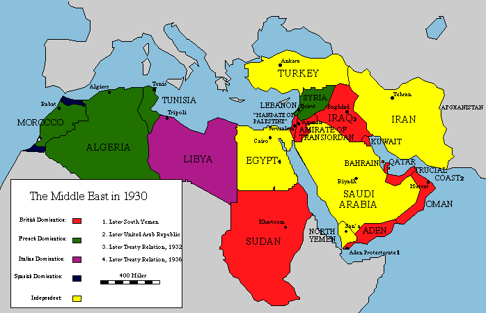 Map of The Middle East 1930