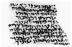 Figure 1. Fragment of Exodus 13 in Palestine cursive script, second century C.E. Jerusalem, Hebrew University Dept. of Archaeology.