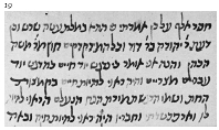 Figure 19. Grammatical treatise in Provenal Sephardic mashait script, 1264 C.E. Madrid, Biblioteca Nacional, Ms. 5660, fol. 195a.