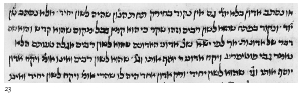 Figure 23. Excerpt from Yom Tov Lipmann Muelhausens Sefer Niaon in Yevanic mashait script, 1459. Bibliothque Nationale, Ms. 2235, hb. 735, fol. 13r.