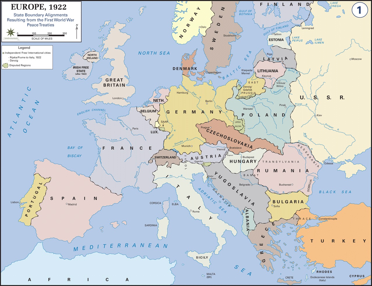 Map Of Europe After World War I Europe After World War I