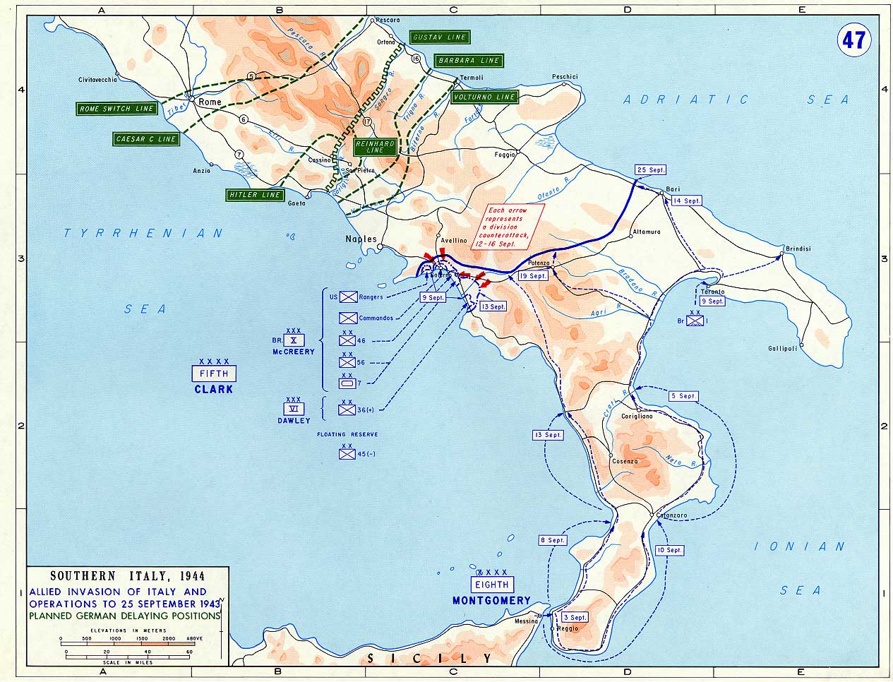 Map of Allied Invasion of Italy (September 1943)