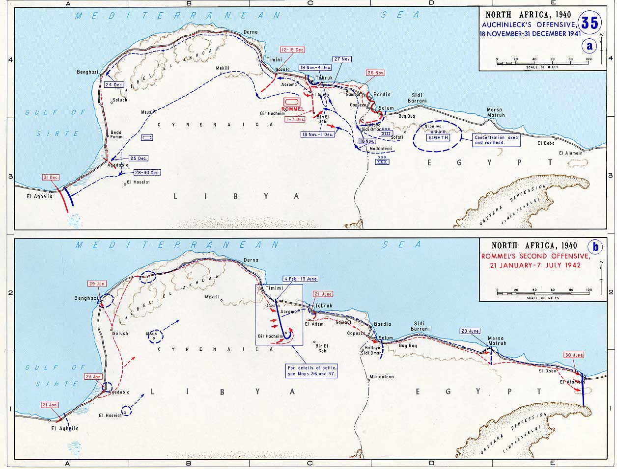 Map of German Offensives into North Africa (1941-1942)