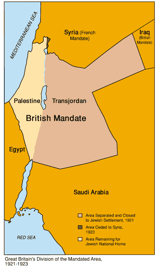 Map Of Palestine Under British Mandate