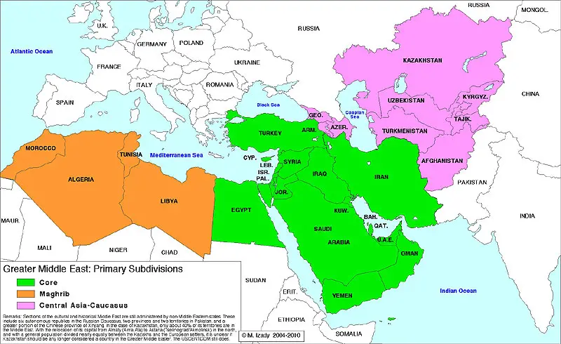 Middle East Map Countries Only