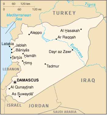 syrian desert location on world map